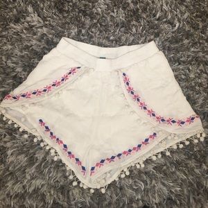 White Shorts with pink and blue detail